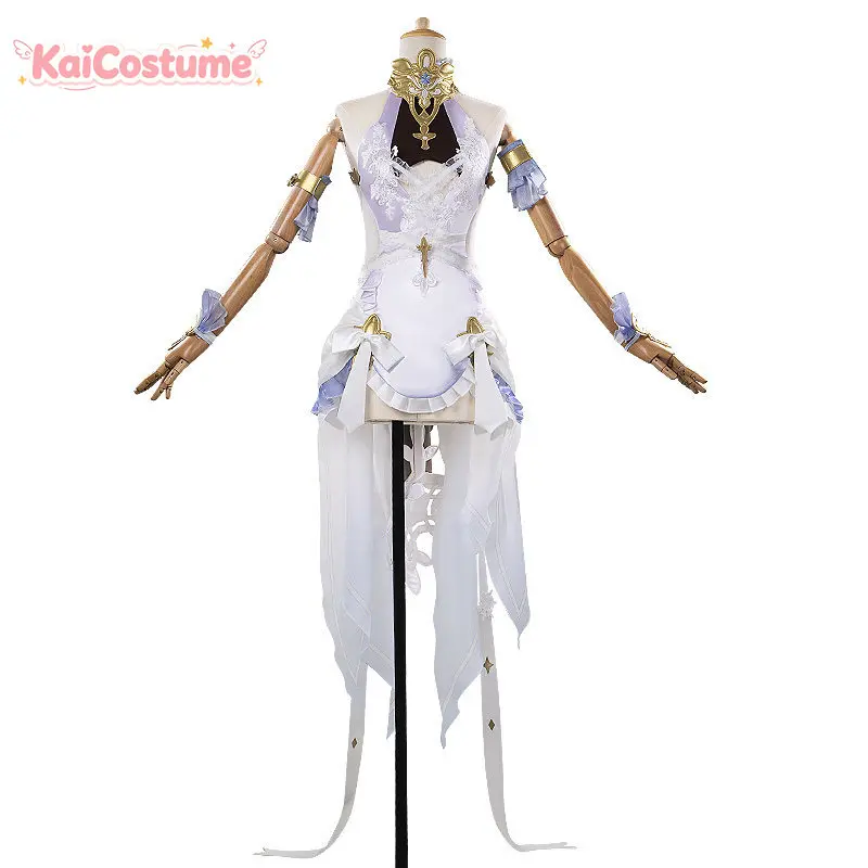 Disfraz de Cosplay de alta calidad Strinova Calabiyau Yvette Pas-de-Deux, vestido Formal elegante para mujer, adorno de encaje dorado para Halloween