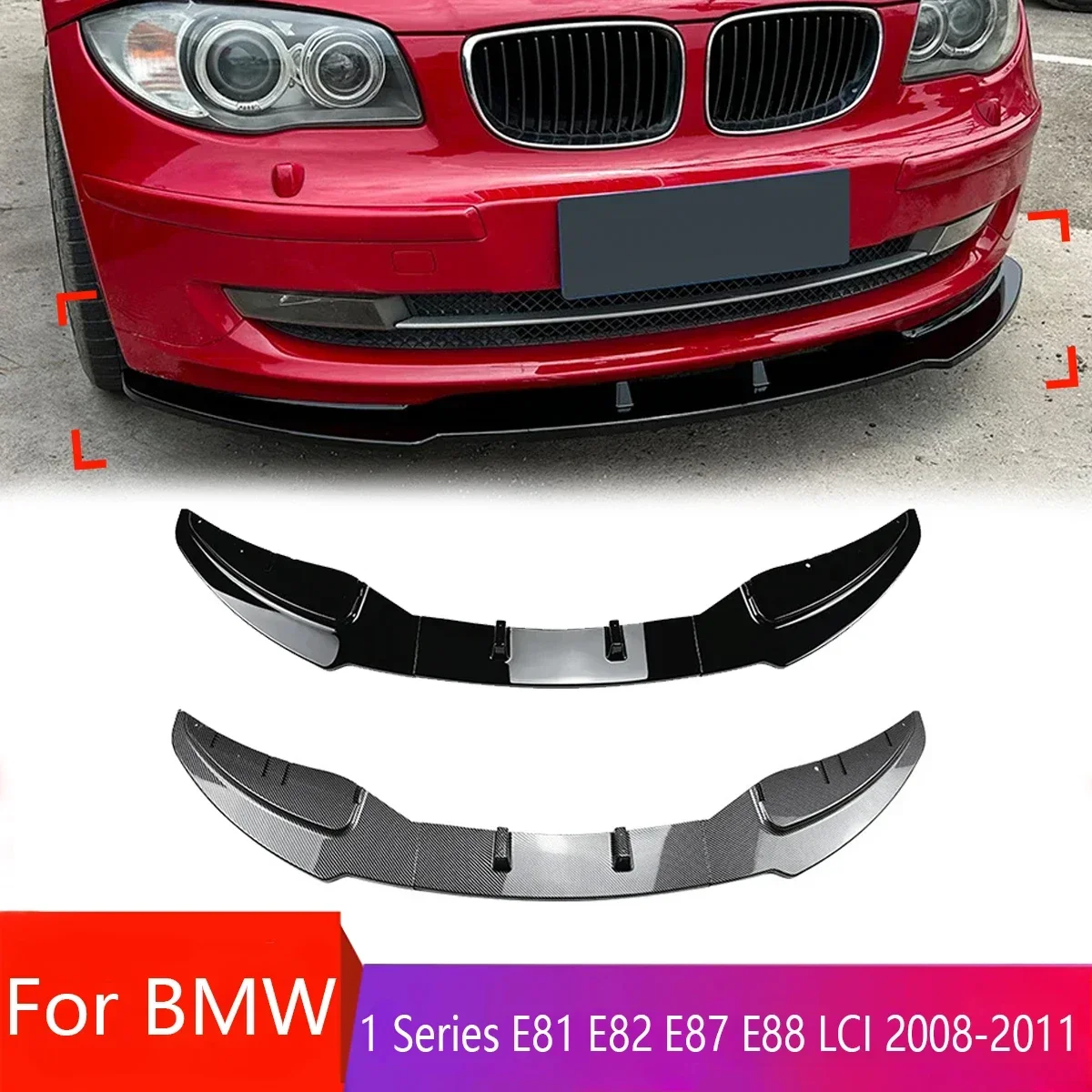 Front Bumper Lip Spoiler for BMW 1 Series E81 E82 E87 LCI 2008-2011 Protector Lower Blade Splitter Car Accessories Auto Parts