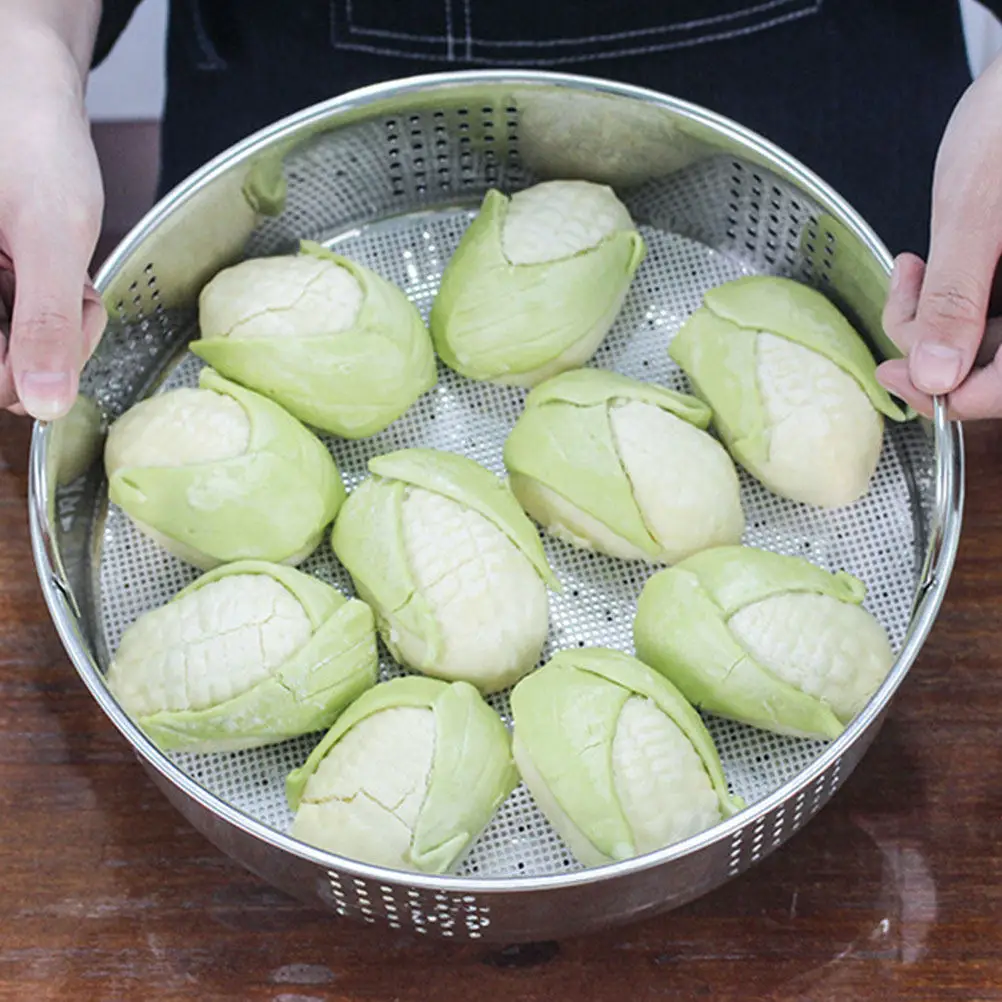 

2Pcs Stainless Steel Steaming Basket Sturdy Food Steamer Insert for Dim Sum Meat Seafood Vegetable Kitchen Cooker Rack