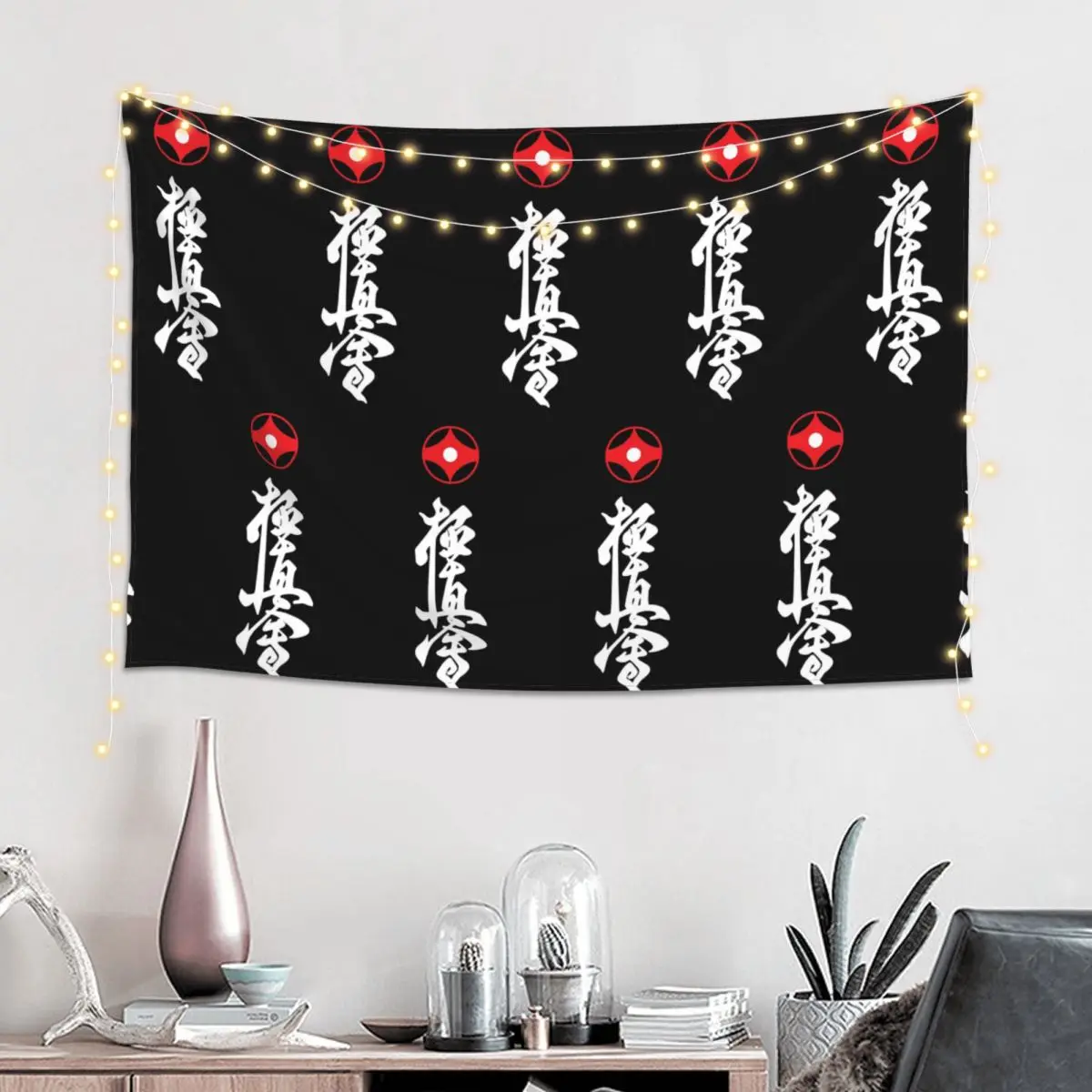 Kyokushin Karate White Tapestry Funny Wall Hanging Aesthetic Home Decoration Tapestries for Living Room Bedroom Dorm Room