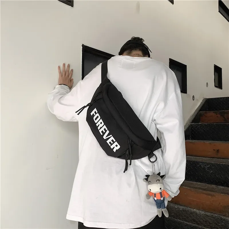 

Letter Men's Chest Bag Trendy and Cool Motorcycle Bag Large Capacity Women's Casual Simple Crossbody Bag Student Waist Bag
