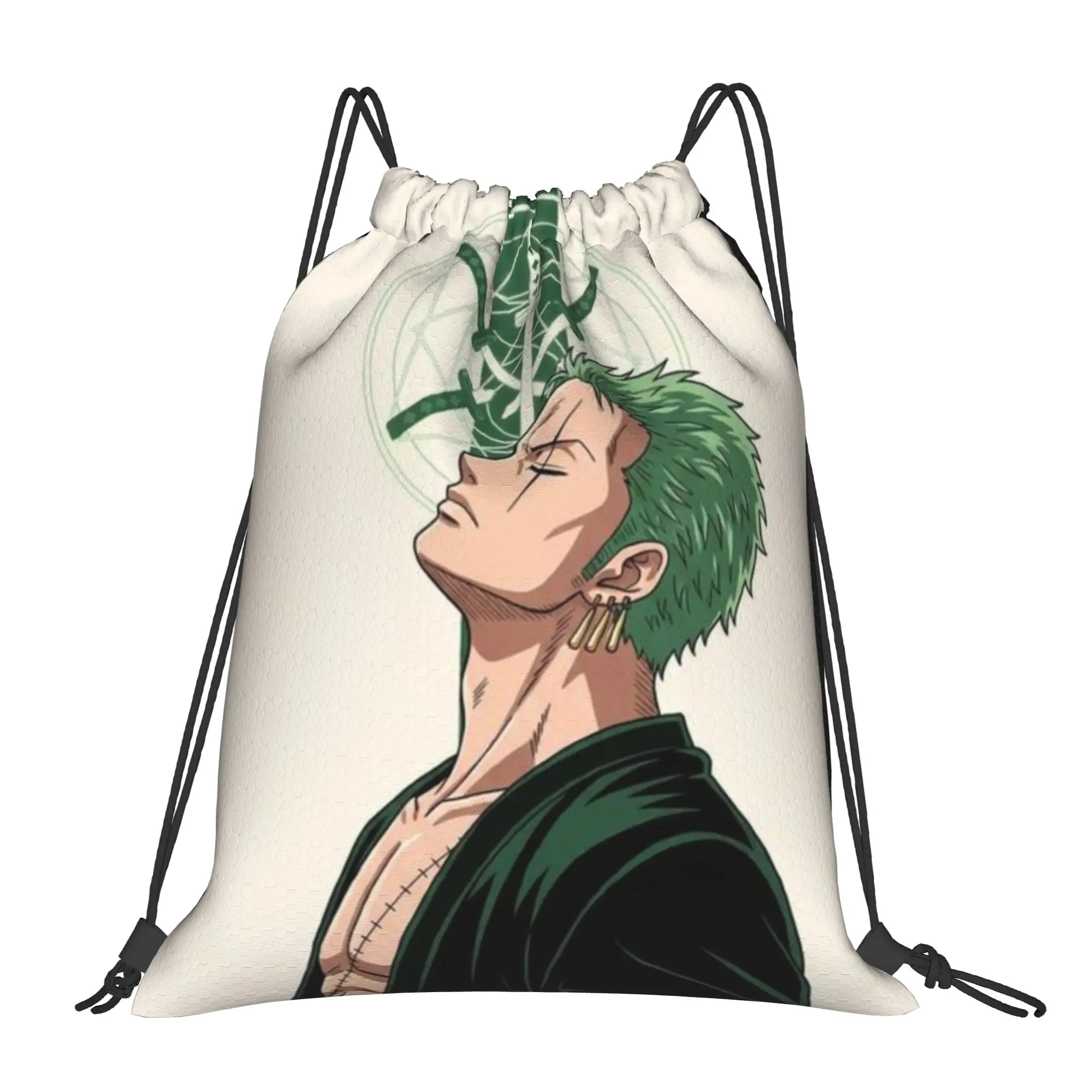 Mochila deportiva portátil con cordón Strong Roronoa Zoro, mochila para montar a caballo, bolsas con cordón para zapatos de gimnasio