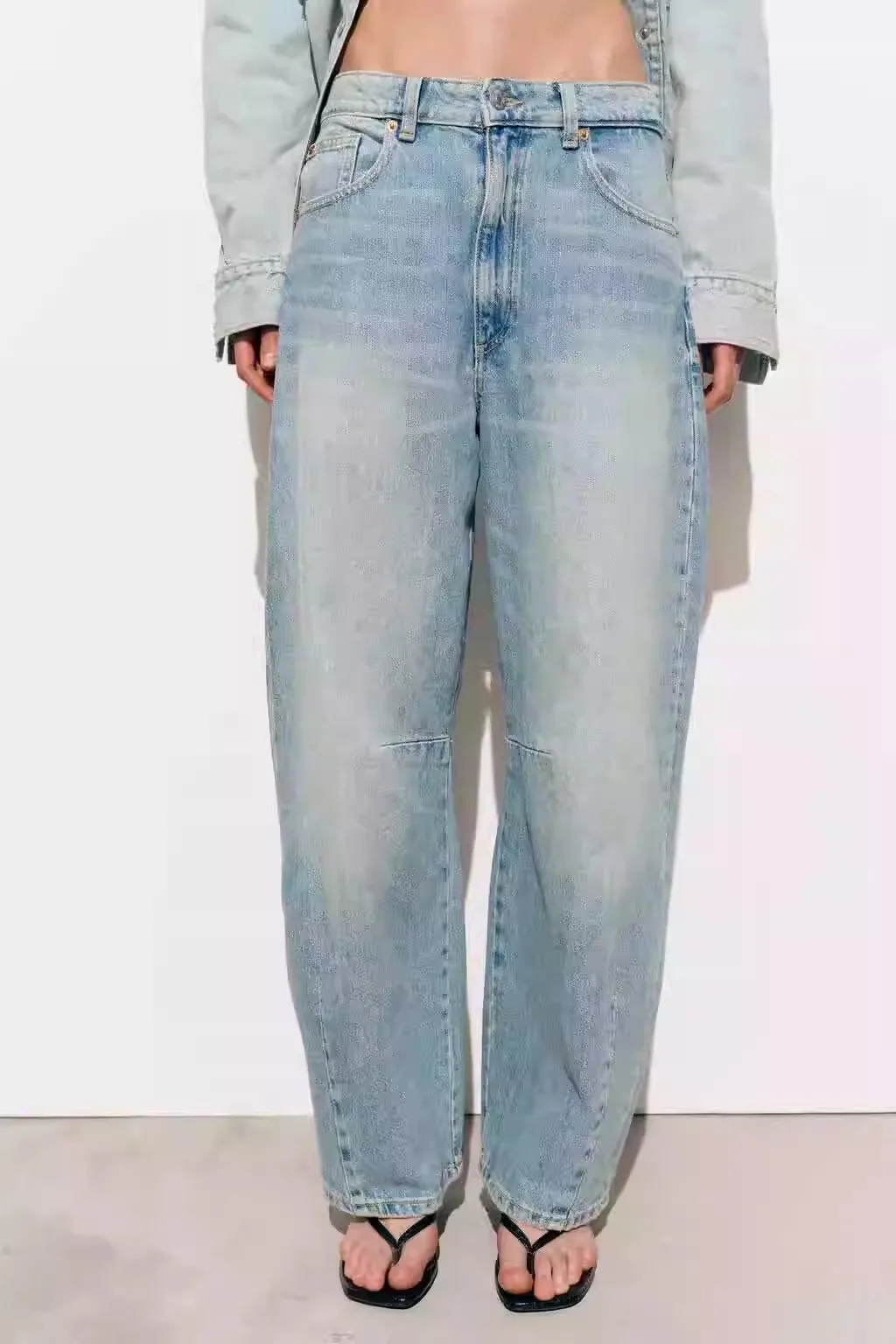 New Autumn Women's Casual Wide Leg Jeans Loose Fit Balloon Style Blue Denim Pants Comfortable Natural Waist Zadata Brand