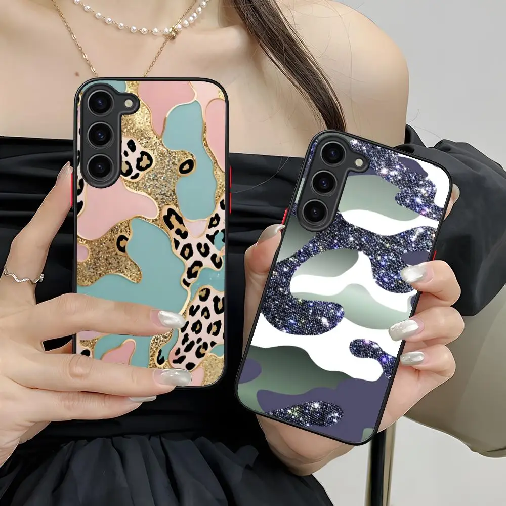 

Shining Bling Camouflage Phone Case for Samsung Galaxy S25 S24 S23 S22 S21 Plus FE Ultra Colour Silicone Protective Luxury Cover