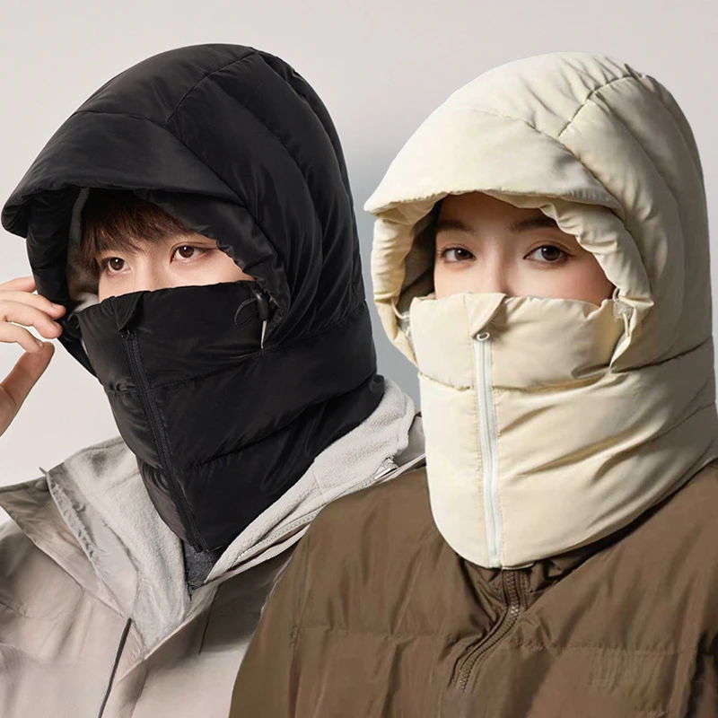 Winter fleece-lined hat for outdoor activities cycling windproof, full-coverage ear and face protection unisex warm beanie hats
