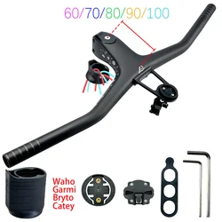 BALUGOE Carbon Mountain Bike Integrated Handlebar 28.6mm -17Degree Mtb Handlebars and Stem 740mm60/70/80/90/100mm Bicycle handle