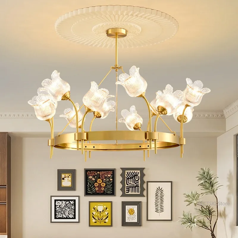 Living room, high-end feel, living room, glass flower, light luxury style, bedroom, living room, dining pendant light