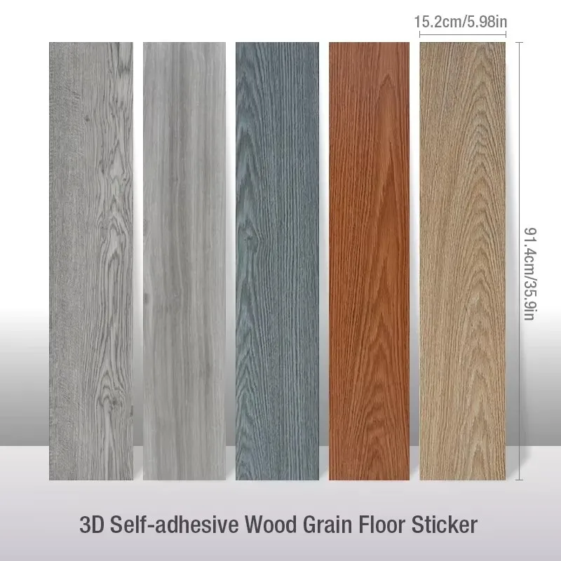 NEW Self Adhesive PVC Wood Grain Floor Waterproof and Wear-resistant Balcony, Bathroom, Household Kitchen Floor Tiles 91X15CM