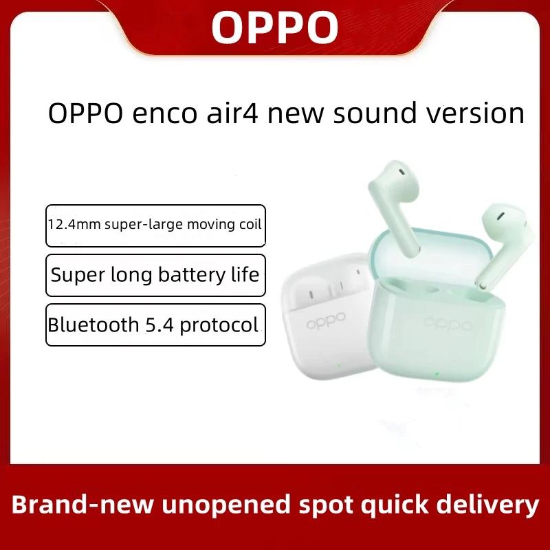 إصدار صوت أصلي من OPPO Enco Air4، سماعة رأس رياضية أصلية تعمل بالبلوتوث لاسلكية حقيقية وتأخير منخفض ومقاومة للعرق وتقليل الضوضاء