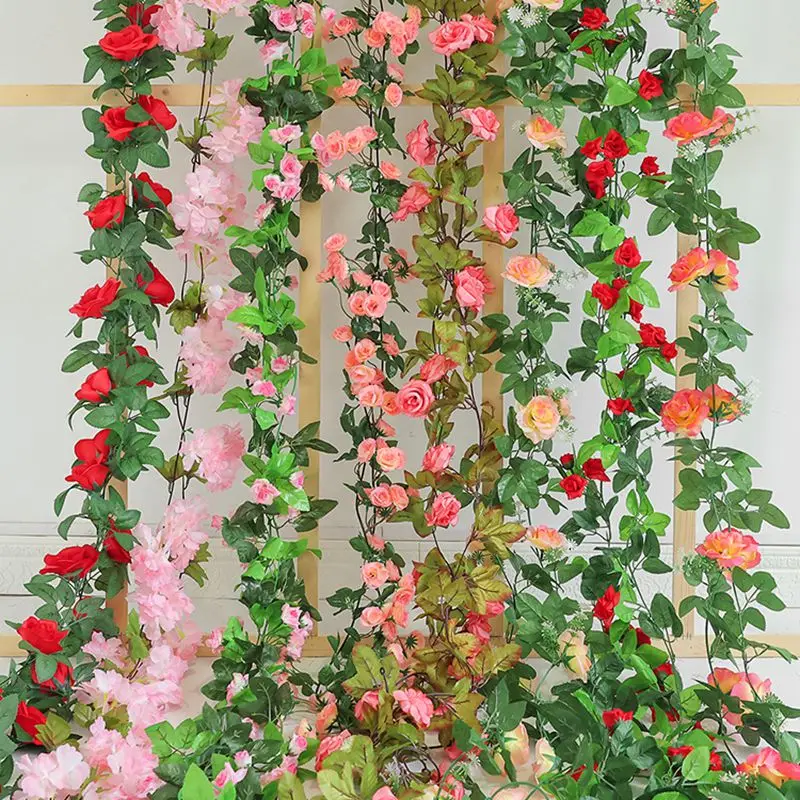 Wholesale Plants Vine Leaf Rattan Hanging Ceiling Wedding Backdrop Flower Vine For Home Garden Shop Mall Creeper Fake Leaves