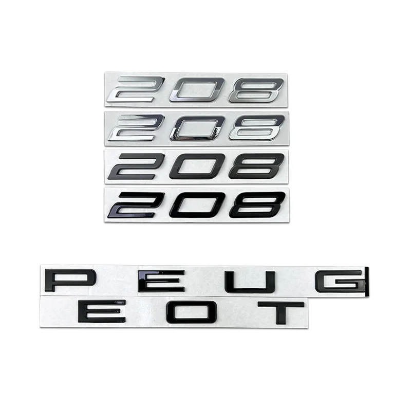 Metal Alloy Car Trunk Emblem for Peugeot 208 Vehicle Logo Letter Badge 3D Decoration Rear Body Stickers Modification Accessories