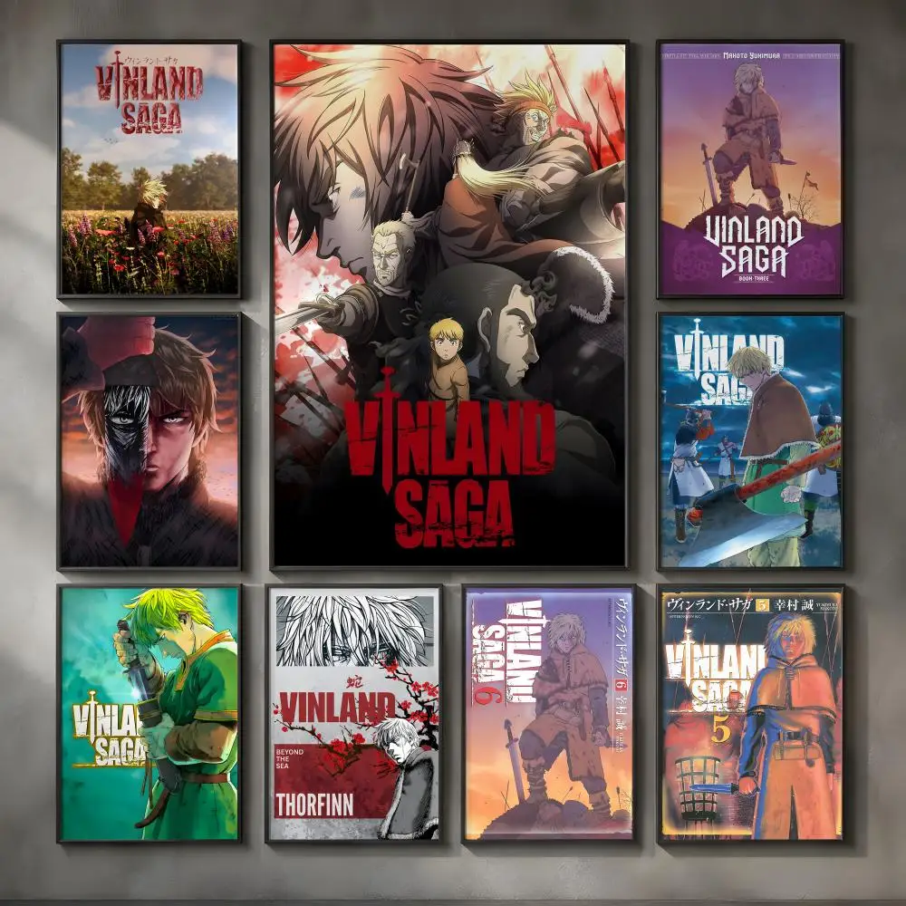 Manga V-Vinland Saga-a Poster Vintage Self Adhesive PP Wall Art for Living Room Bar Bedroom Home Decor Gift