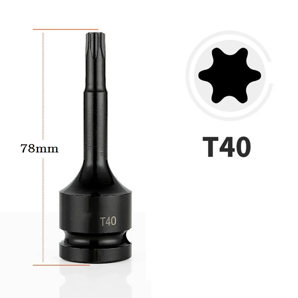 1Pcs 1/2inch Torx Bit Socket Air Impact Wrench Adaptor Bits T30 T40 T45 T50 T55 T60 T70 T80 T100 Home Screw Driver Tools