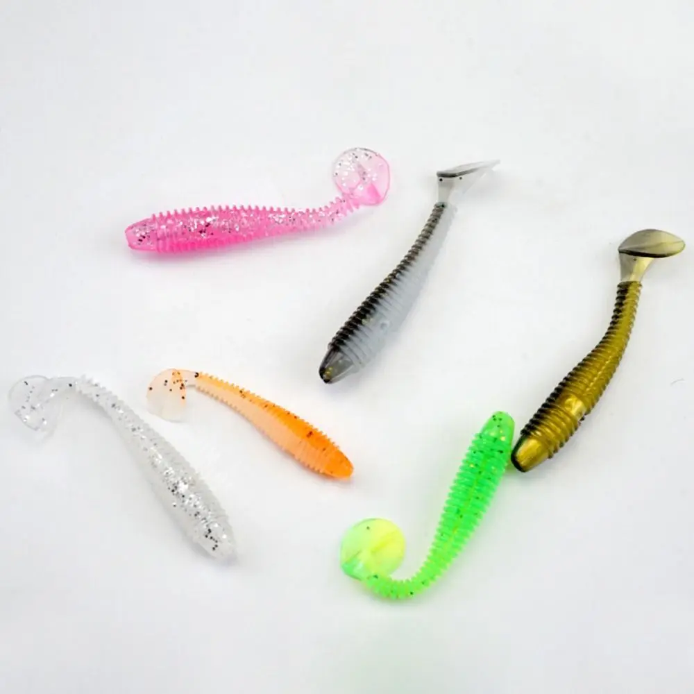 20PCS New Micro Soft Fishing Lures T-tail Design Worm Shape T-tail Worm Lure 5.5cm Jig Wobblers Pike Fishing