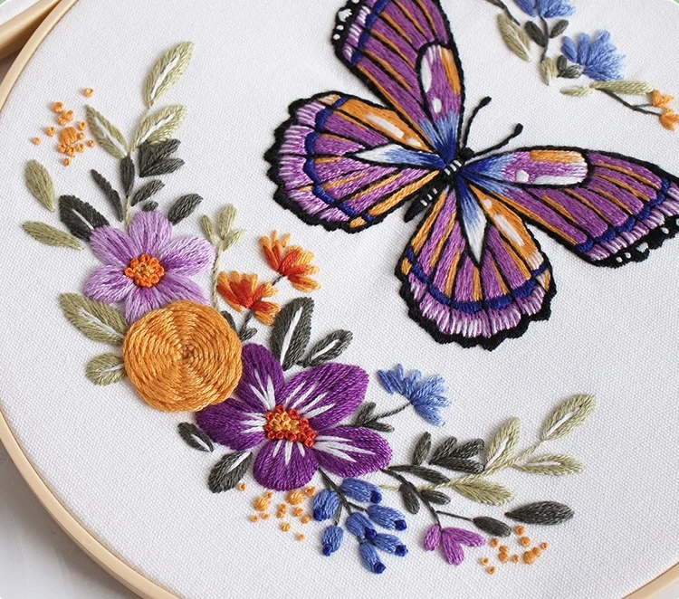 

DIY Embroidery Kit With Butterfly Floral Pattern Complete DIY Cross Stitch For Handmade Art And Craft Needlework Home Decor Gift