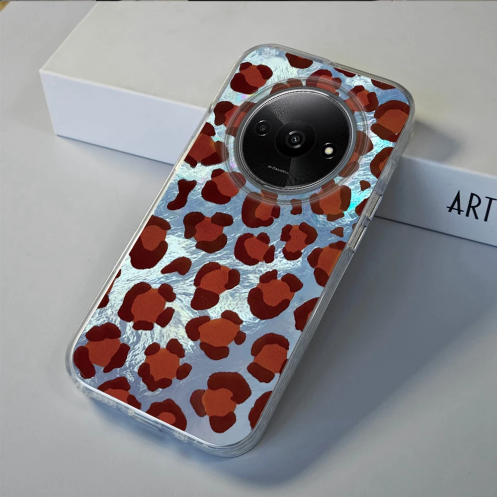 Funda de teléfono para niñas de leopardo azul para Xiaomi Redmi 15C 14C 13C Note 15 14 13 12 11 10 9 8 Pro A3 A2 A1 Funda para mujeres Coque