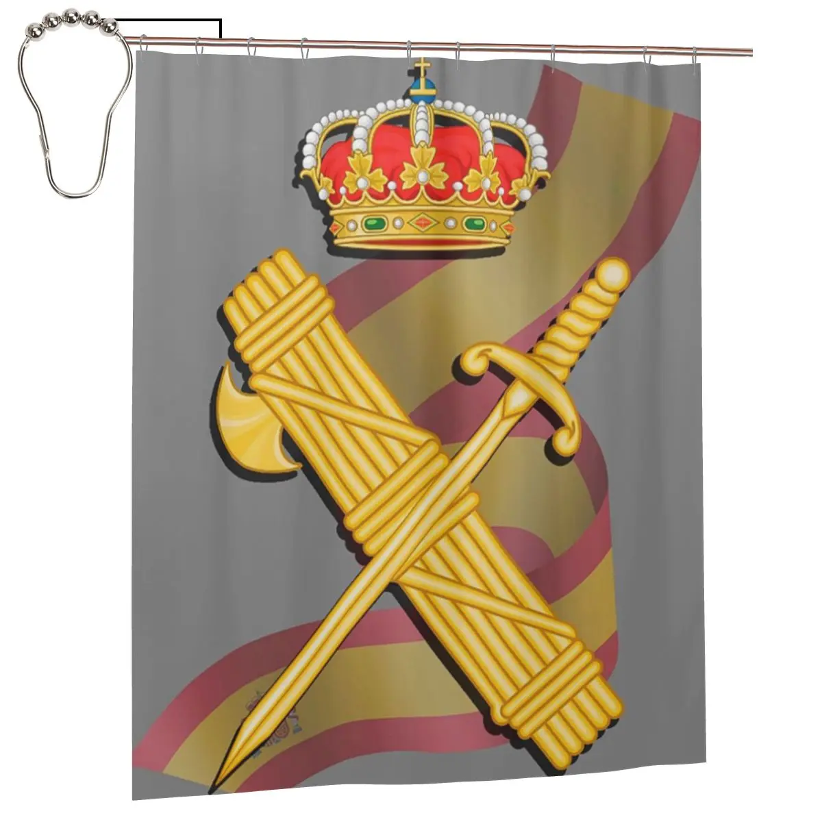 

Spanish Guard Civil Spain Flag Shower Curtain Bathroom Polyester Waterproof Bath Curtains with Hooks
