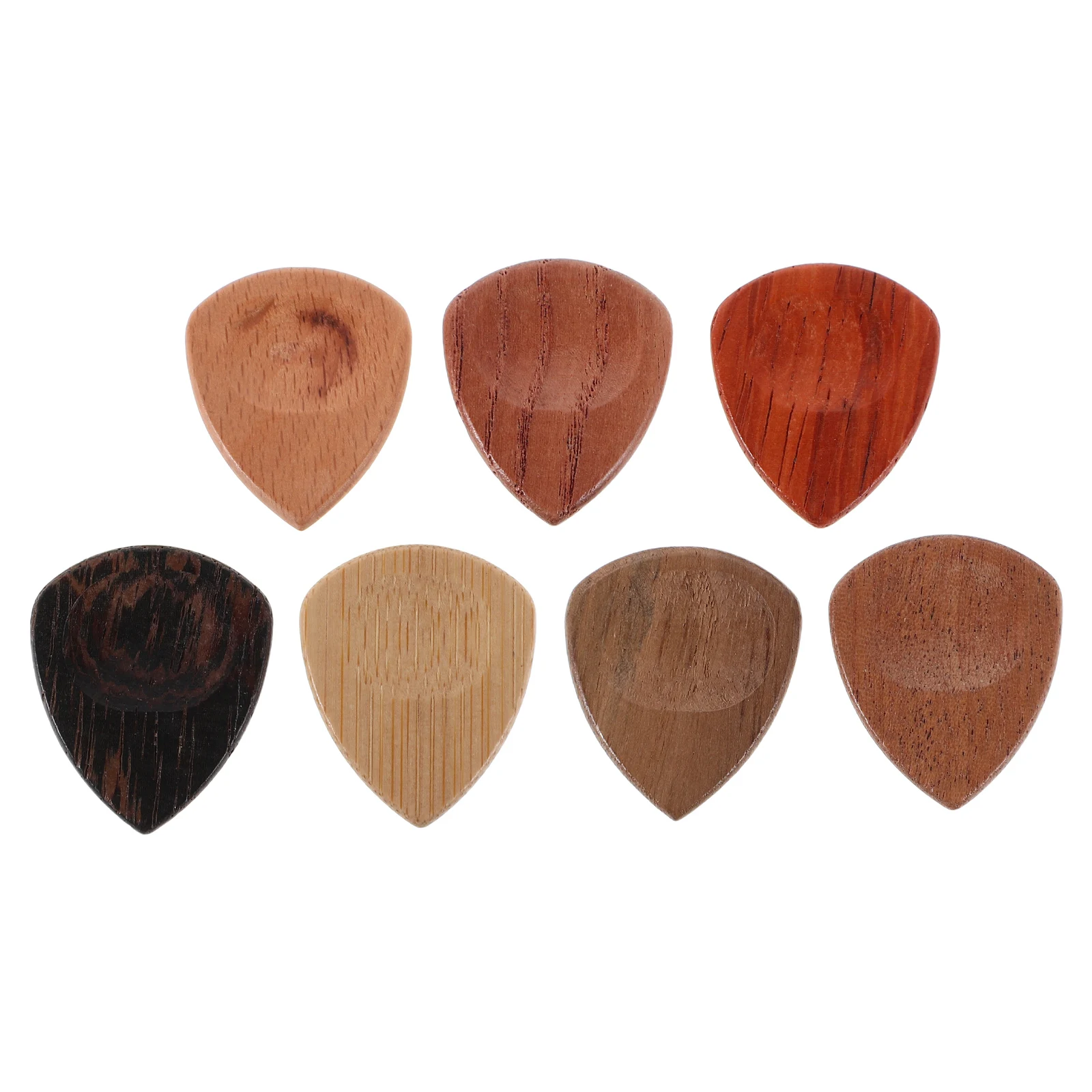 

7 Pcs Guitar Shrapnel Pick Wood Mini Shaped Clip Picks Dulcimer for Acoustic Red Pear Folk