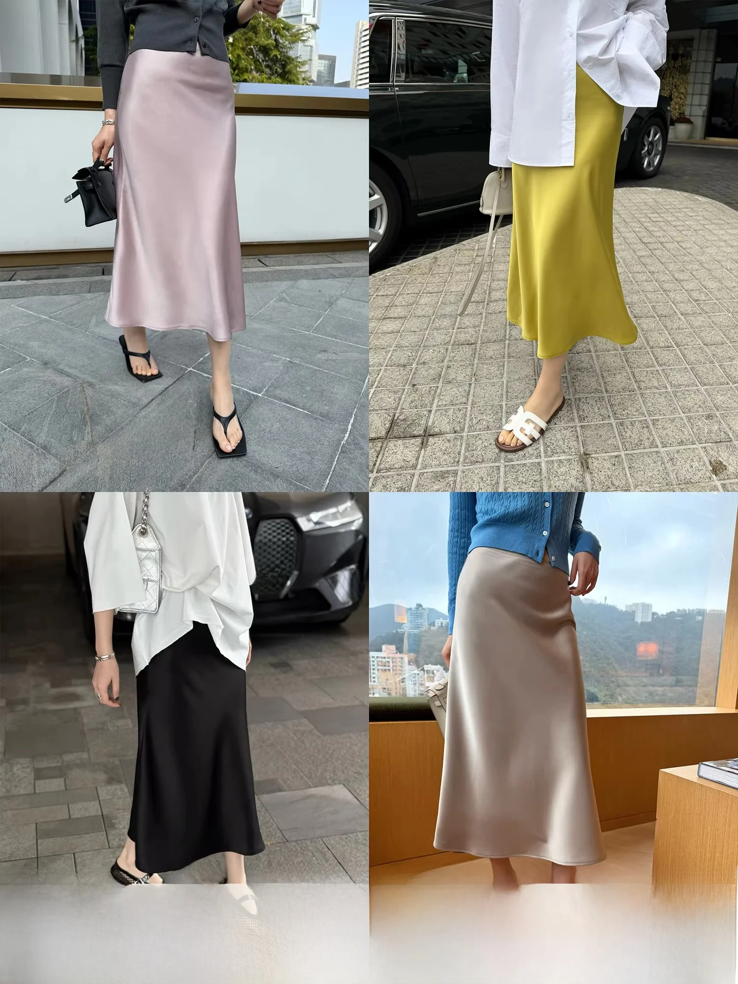 

Весенняя легкая роскошная женская юбка А-силуэта с высокой талией из ацетатного атласа, фасон «рыбий хвост», дышащая, приятная к телу, новый стиль