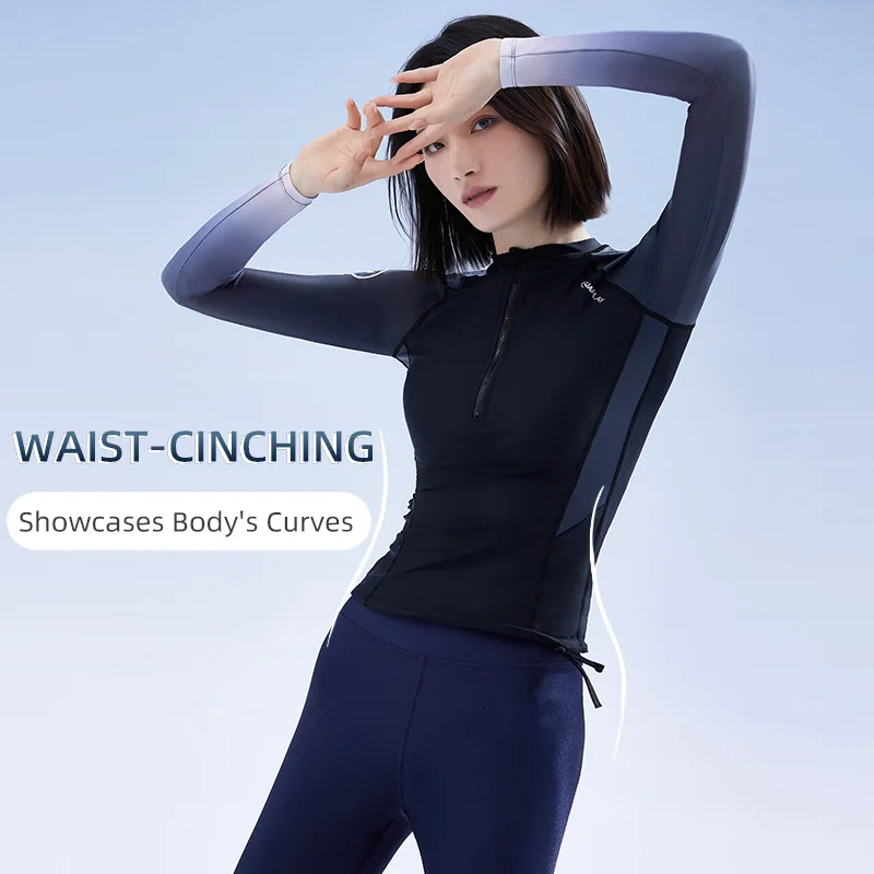 

AquaPlay Rash Guard Women Black Sports Swimwear Fitness Swimsuit Long Sleeve Surfing Clothes Diving