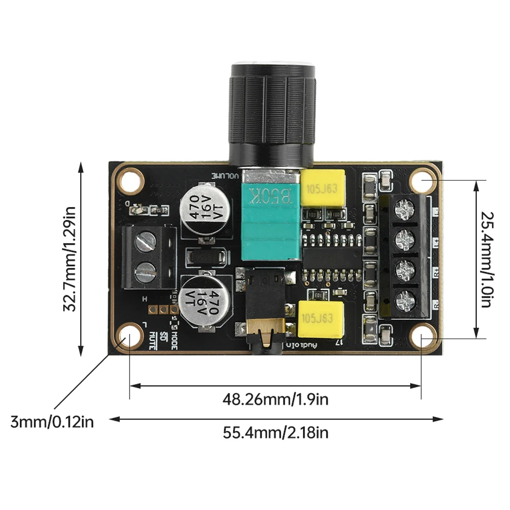 DC5V 5W + 5W Zweikanal-Audio-Stereo-Verstärkungsplatine PAM8406 Digitales Power-AMP-Modul Klasse D für DIY-Lautsprecher-Soundsystem