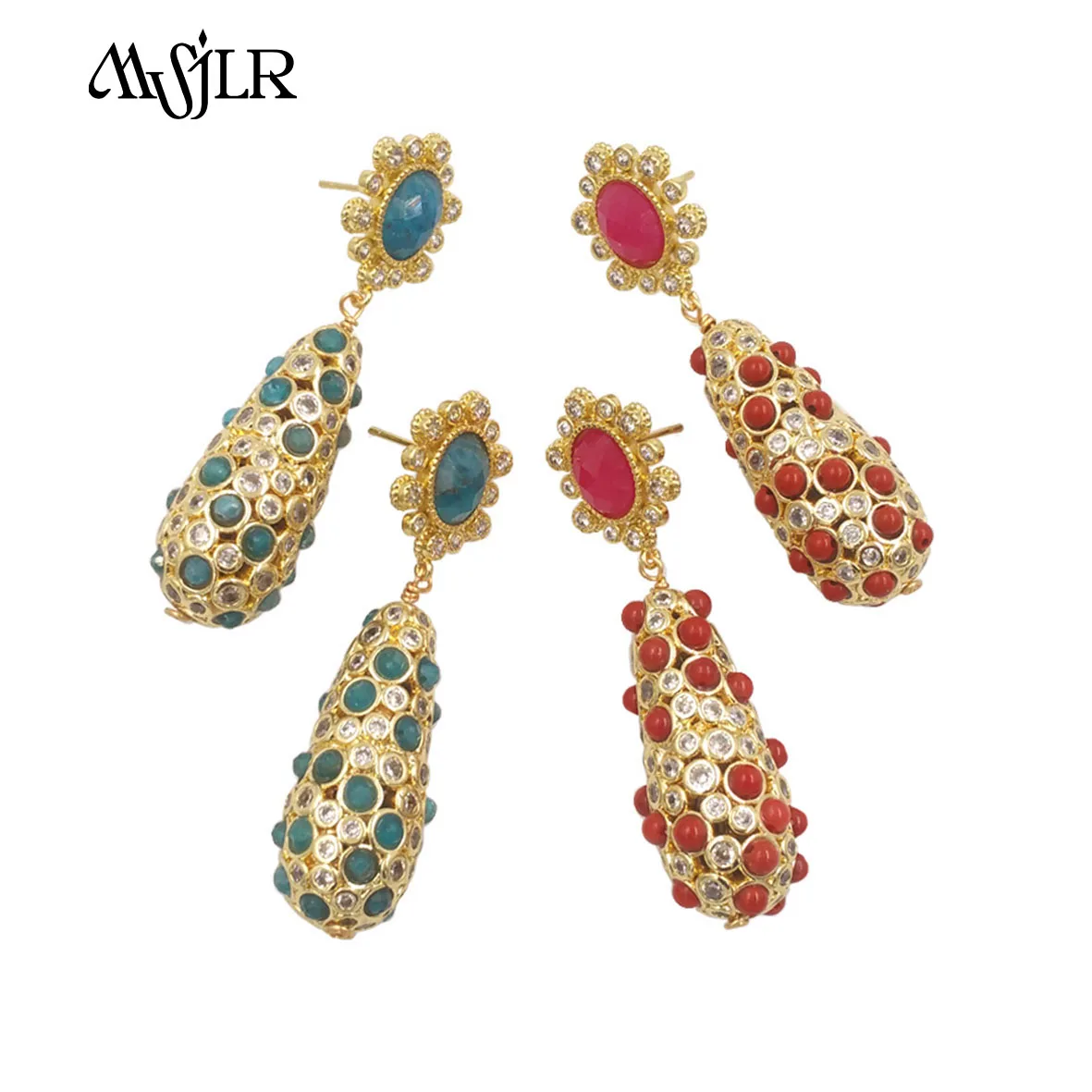 WT-MVE101 New Arrival Female Hot Sale Multiclor Zircon 18k Equisite Style Gold Plated Earrings Trend Advanced Sale Classy