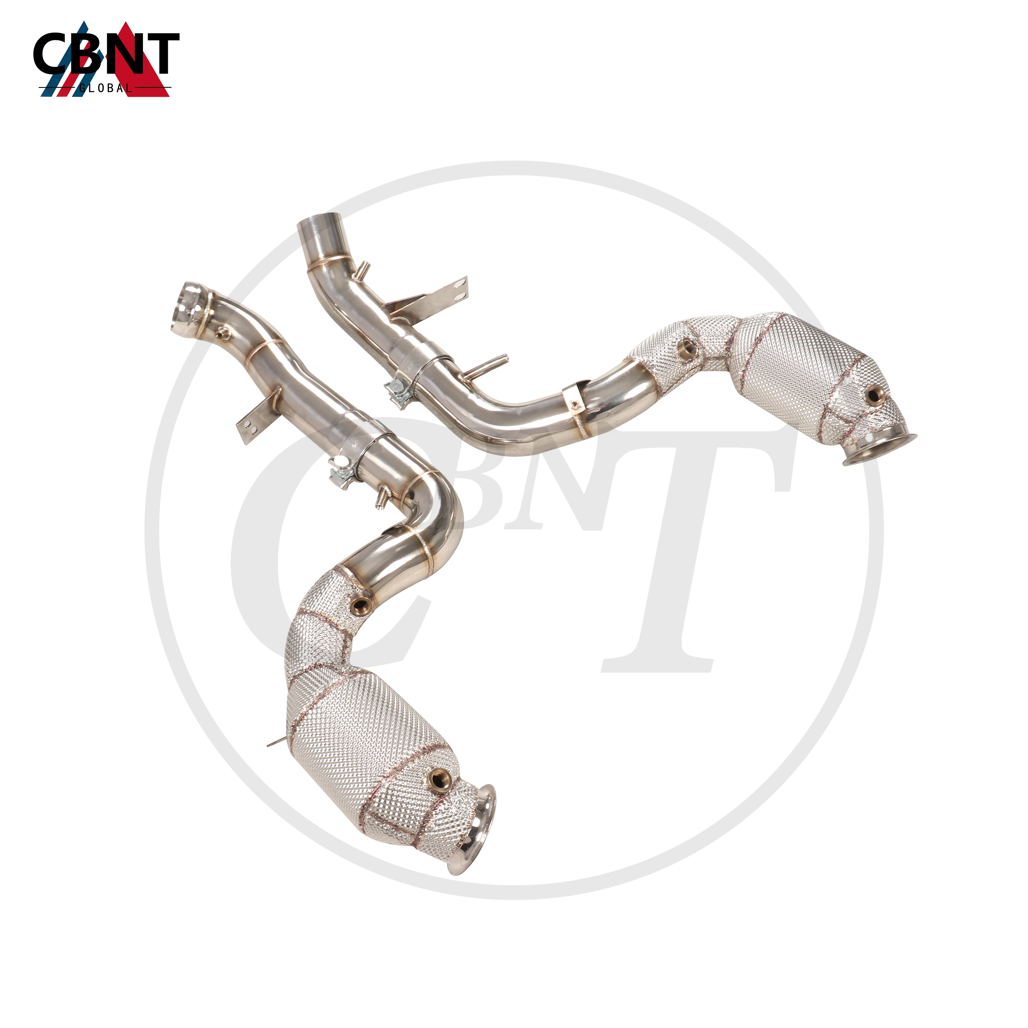 CBNT Catted/Catless Downpipe for Mercedes Benz GLE63 4.0T 2021-2023 Exhaust Header with Heat Shield SS304 Tuning Exhaust-pipe