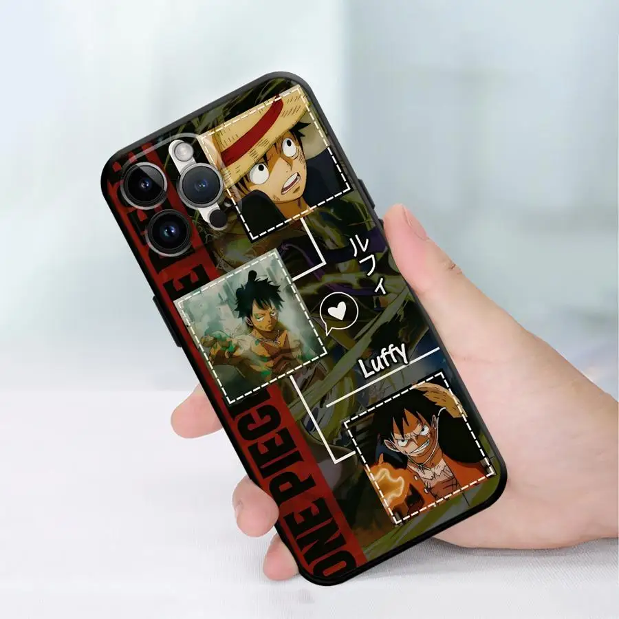 Funda para iPhone 7 8 13 12 11 17 Pro Max XS Max XR 17Air 15 16 14 Plus cubierta de teléfono suave negra de una pieza Luffy Zoro Art