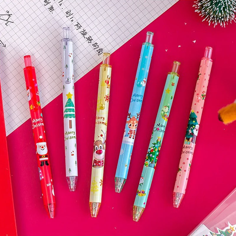 Nuevo 6 uds. Bolígrafos de Gel navideños creativos, papelería navideña, bolígrafo bonito de dibujos animados, papelería escolar para estudiantes, regalos de Navidad para niños