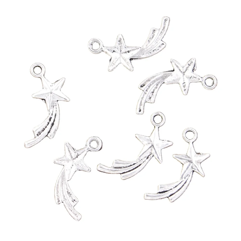 50pcs Charms Shooting Star 16x8mm Antique Making Pendant fit,Vintage Tibetan Silver color,DIY Handmade Jewelry