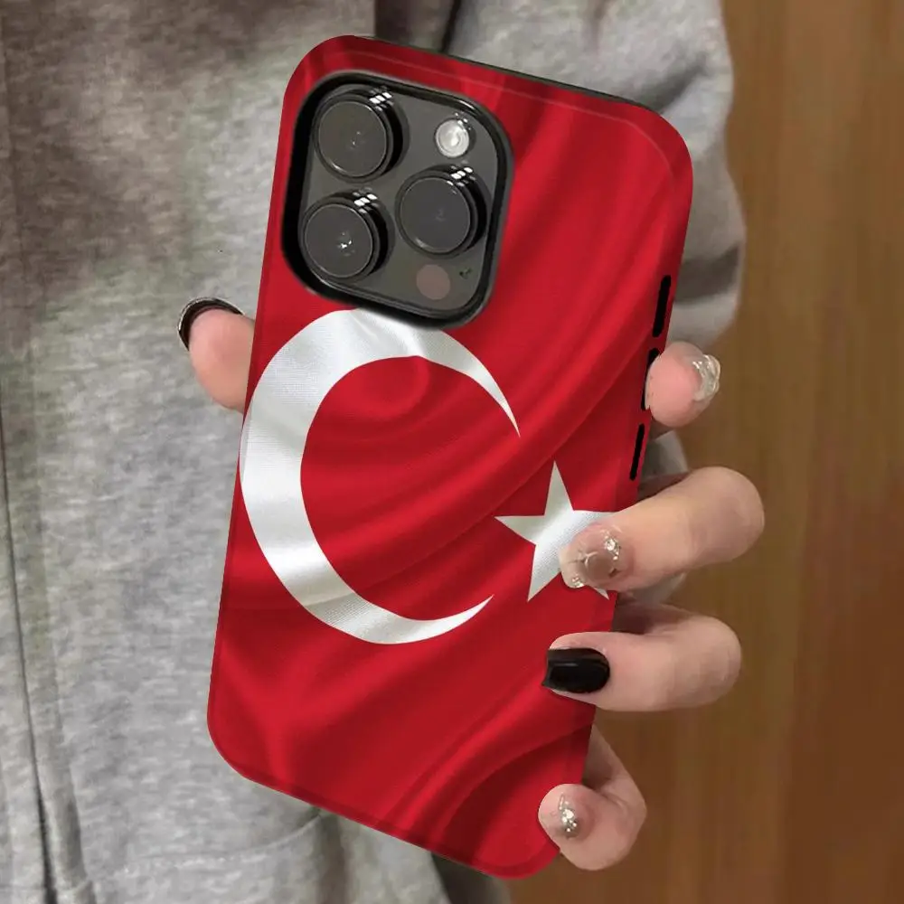 

turkey flag wallpaper Phone Case Double-layered 2-in-1 Film Case For IPhone 16 15 Promax 14 13 Pro 12 11 plus Samsung S Covers