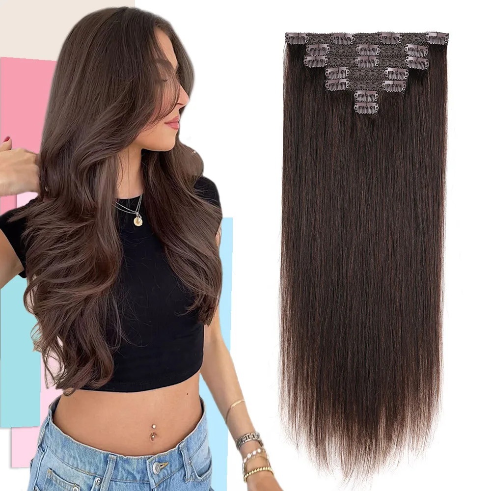 Clip In Hair Extensions Human Hair 70g 7pcs Brazilian Straight Clip Ins 100% Human Hair Extension Double Weft Clip Ins Remy Hair