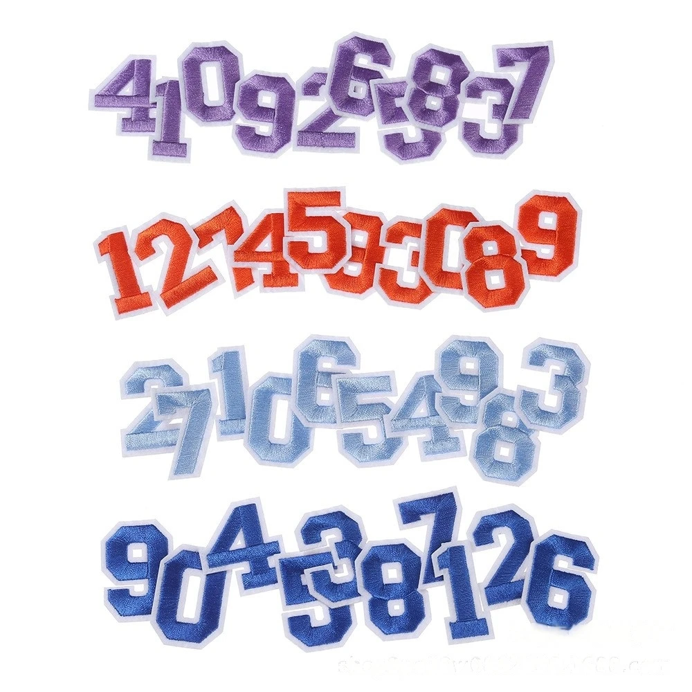 10 Stück/Set 5cm Bunte Nummern 0-9 Gestickte Aufnäher Zum Aufbügeln auf Stoff für DIY-Bastelarbeiten Handgemachtes Abzeichen Kleidung Nähzubehör – Detail 8