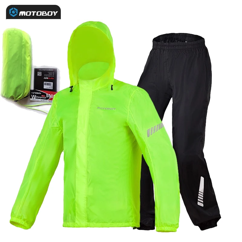 Ultra-thin rain coat waterproof for motorcyclist Man Raincoat MOTOBOY Night Reflective Motorcycle rain gear with bag