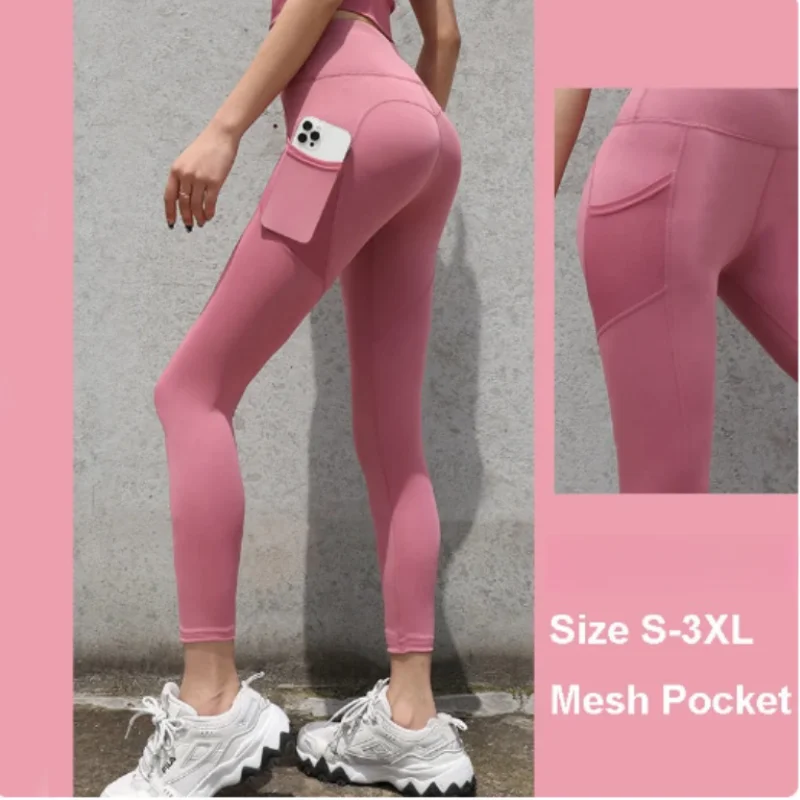 Jogger z wysoką talią Siatkowa kieszeń boczna Fitness Gym Legging Strój sportowy dla kobiet Yoga Wear Tight Gym Workout Running Bike Clothing