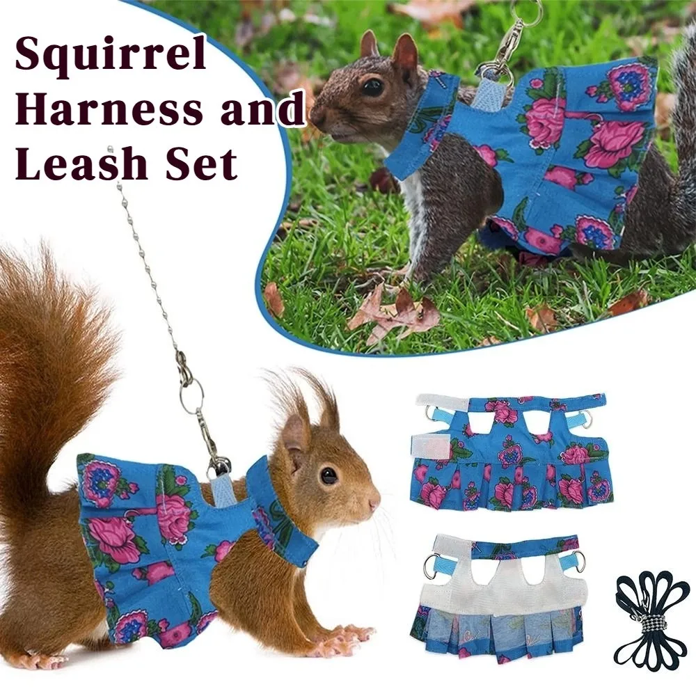 

Multicolor Ferret Harness and Leash Set Floral Pattern Adjustable Strap Ferret Harness Vest Breathable Wear-resistant