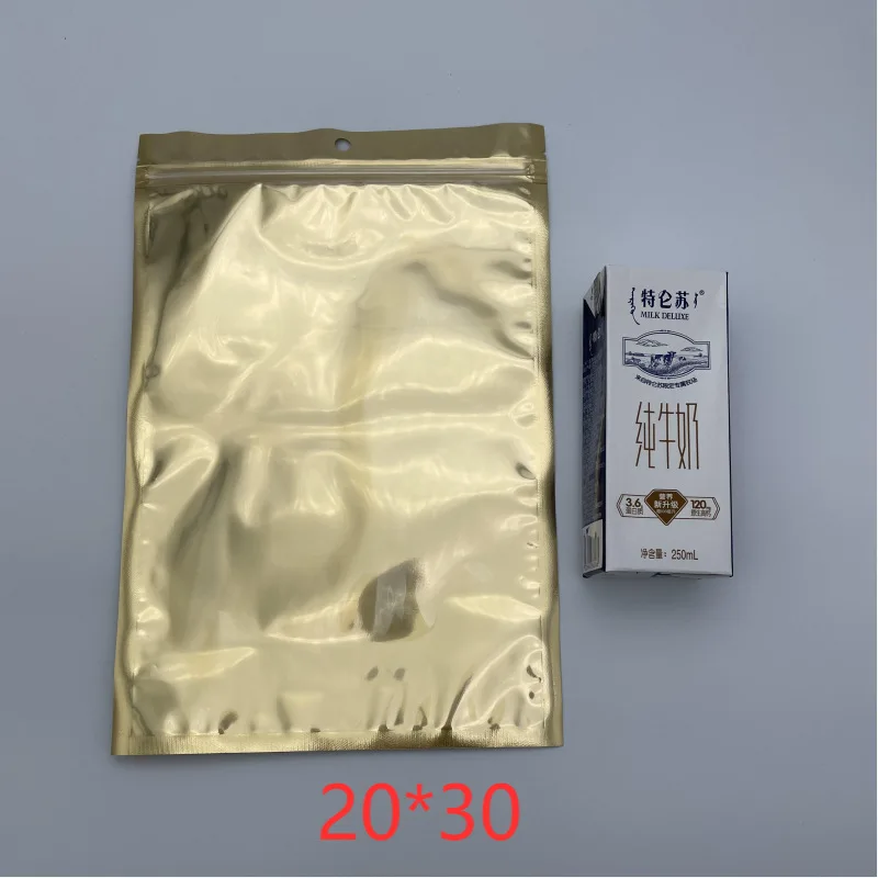 50Pcs Gold Aluminized Packaging Bag Translucent Ziplock Bag Food Packaging Storage Bag Reusable Zipper Ziplock Pack Bag