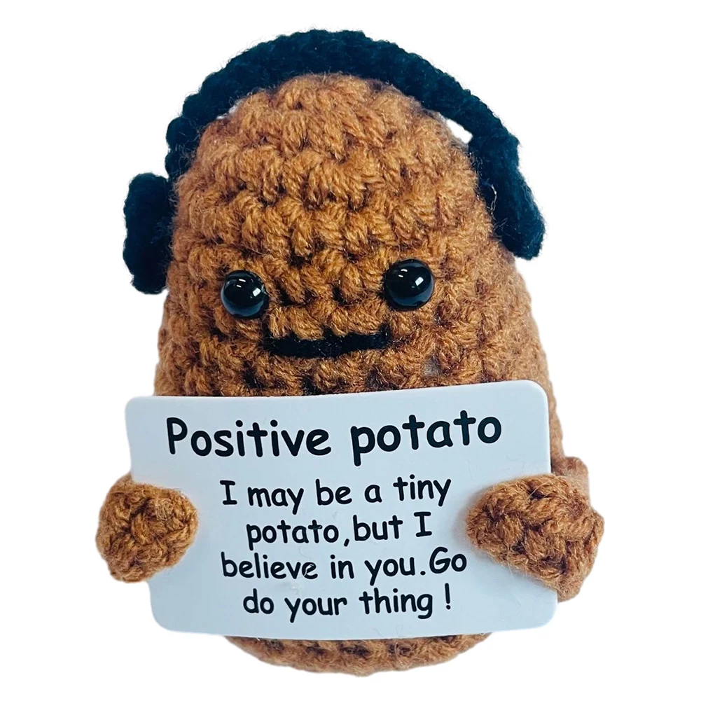 Mini Positive Energy Potato Cheerup Pocket Hug Handmade Plush Knitting Wool Kawaii Potatoes Doll Home Room Miniature Decoration