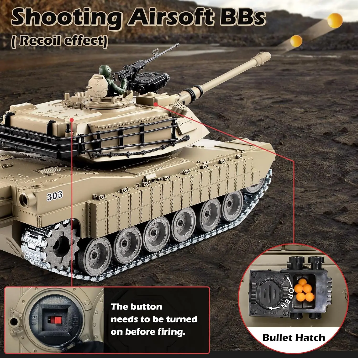 RC Tank 1 18 Scale Shoot BBS 2 4G Metal M1A2 Abrams Remote Control Model Army Toy Smoke Lights Sound Recoil Military Vehicle 8 Y