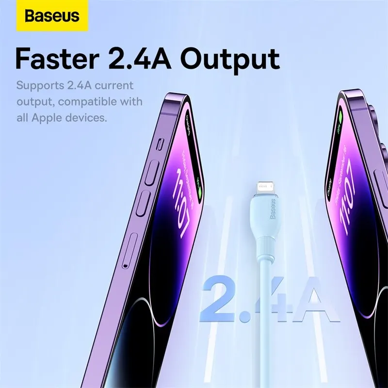 Baseus TPE 2.4A Fast Charging USB Cable for iPhone 14 13 Pro Max Xs Xr X 8 Plus Cable for iPhone iPad Air Mini 4 Charger Cable