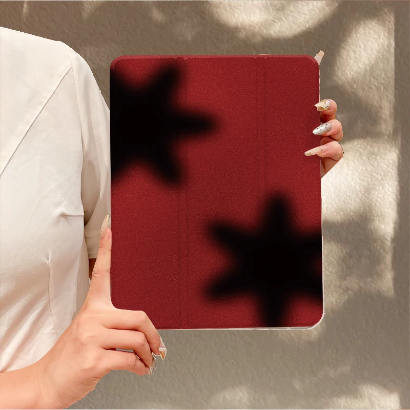 ins Retro Red frosted stars TABLET CASE FOR iPad pro 10/11-Inch 2020/6th/7th /8th /Air 3rd/Air 4th/9th gen/Air 5th Gen 2022/Air