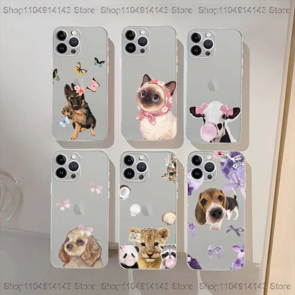 

Cute pet print Phone Case For iPhone 16,15,14,13,12,11 Plus,Pro Max,XS,X,XR,SE,Mini,Soft Transparent Cover