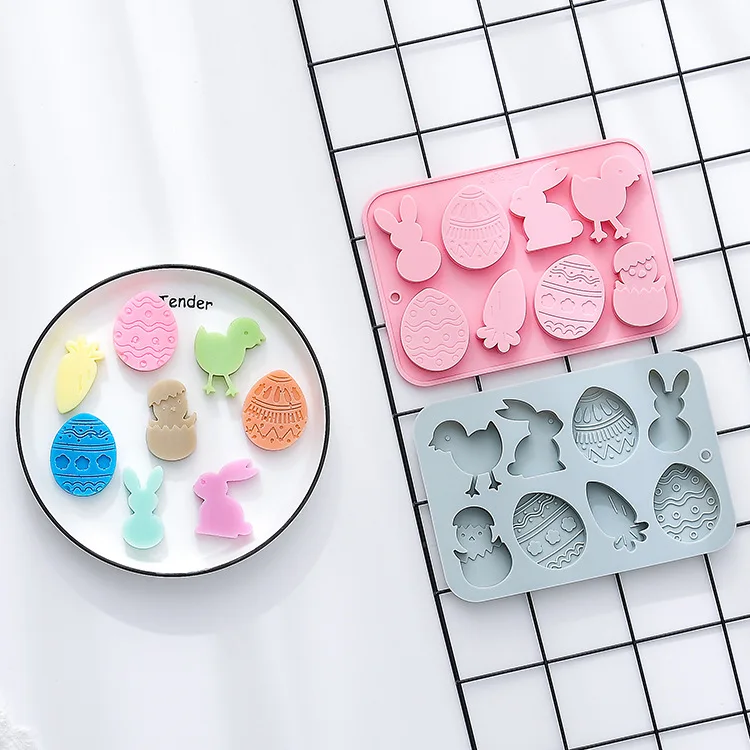 Easter Silicone Mold Chicken Rabbit Egg and Other Modeling Hand Soap Cake Mold Chocolate Mold