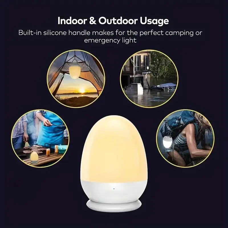 

Rechargeable Portable Kids Night Light - Touch Sensor Baby Egg Lamp with Feeding Timer And Room Temperature Display for