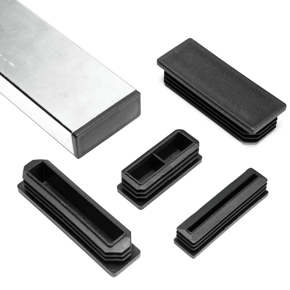 1Pcs Black Plastic Blanking End Caps Rectangular Pipe Tube Cap Insert Plugs Bung Furniture Tables Chairs Foot Pads Protectors