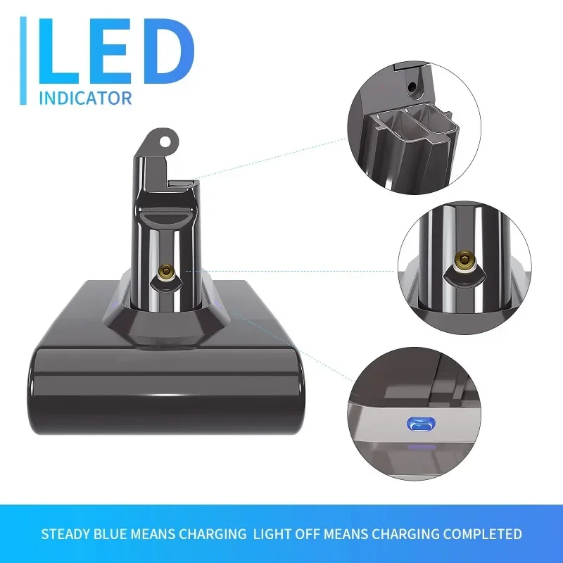 Imagem -02 - Bateria de Substituição Original para Dyson v8 Absoluto Aspirador Portátil Sv10 21.6v 6000mah 8000mah