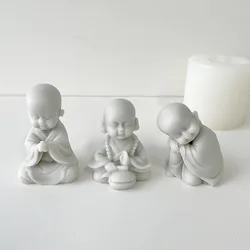 Monk Plaster Candle Making Mould Buddha Statue Crafts Decoration Silicone Mold