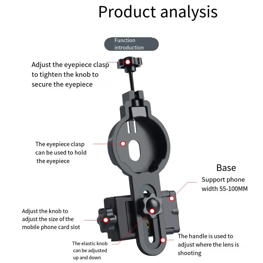 Universal Phone Lens Photography Adapter Mount Upgrade Rotary Clamp Spotting Scope Adapter Mount Adjustable Black