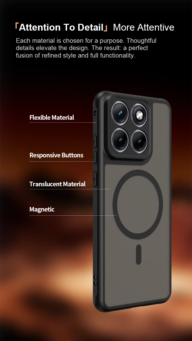 Magnetische Luxus-Schutzhülle Stoßfeste Handyhülle für MOTO Signature Edge 70 Ultra X70 Air Pro 70 Fusion+ Kabellos Matt Durchscheinend – Detail 3