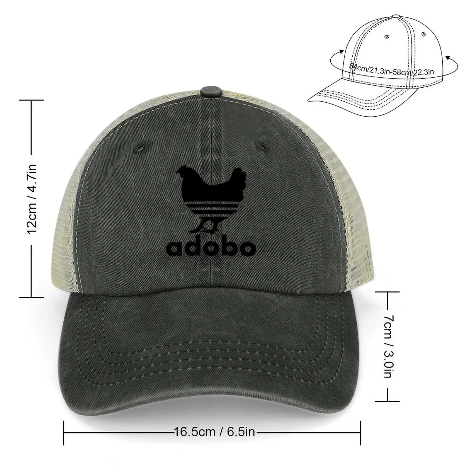 ADOBO CHICKEN FILIPINO PINOY FOOD POCKET DESIGN BLACK Cowboy Hat sun hat Thermal Visor Women's Beach Visor Men's